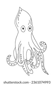 Outline illustration vector image of an octopus.
Hand drawn artwork of an octopus. 
Simple cute original logo.
Hand drawn vector illustration for posters, cards, t-shirts.