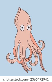 Outline illustration vector image of an octopus.
Hand drawn artwork of an octopus. 
Simple cute original logo.
Hand drawn vector illustration for posters, cards, t-shirts.
