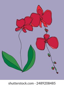 Esbozo ilustración Imagen de Vector de una orquídea.
Dibujado a mano de una orquídea.
Simple lindo logotipo original.
Ilustración vectorial dibujada a mano para carteles.