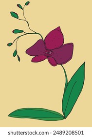 Outline illustration vector image of an orchid.
Hand drawn artwork of an orchid.
Simple cute original logo.
Hand drawn vector illustration for posters.