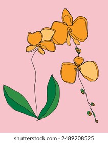 Esbozo ilustración Imagen de Vector de una orquídea.
Dibujado a mano de una orquídea.
Simple lindo logotipo original.
Ilustración vectorial dibujada a mano para carteles.