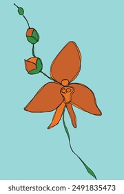 Outline illustration vector image of an orchid.
Hand drawn artwork of an orchid.
Simple cute original logo.
Hand drawn vector illustration for posters.