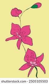 Outline illustration vector image of an orchid.
Hand drawn artwork of an orchid flower.
Simple cute original logo.
Hand drawn vector illustration for posters.