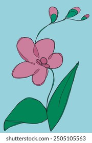 Outline illustration vector image of an orchid.
Hand drawn artwork of an orchid flower.
Simple cute original logo.
Hand drawn vector illustration for posters.