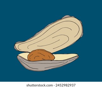 Outline illustration vector image of an oyster.
Hand drawn artwork of an oyster.
Simple cute original logo.
Hand drawn vector illustration for posters.