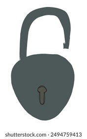 Outline illustration vector image of a padlock.
Hand drawn artwork of a padlock.
Simple cute original logo.
Hand drawn vector illustration for posters.