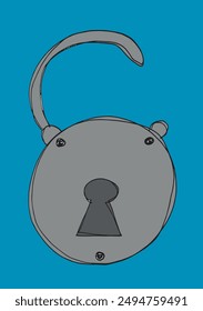 Outline illustration vector image of a padlock.
Hand drawn artwork of a padlock.
Simple cute original logo.
Hand drawn vector illustration for posters.