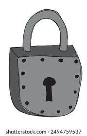 Outline illustration vector image of a padlock.
Hand drawn artwork of a padlock.
Simple cute original logo.
Hand drawn vector illustration for posters.