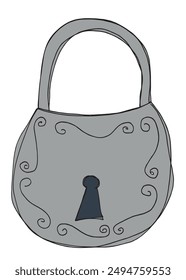 Outline illustration vector image of a padlock.
Hand drawn artwork of a padlock.
Simple cute original logo.
Hand drawn vector illustration for posters.