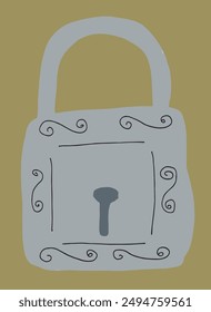 Outline illustration vector image of a padlock.
Hand drawn artwork of a padlock.
Simple cute original logo.
Hand drawn vector illustration for posters.