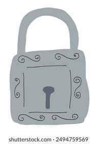 Outline illustration vector image of a padlock.
Hand drawn artwork of a padlock.
Simple cute original logo.
Hand drawn vector illustration for posters.
