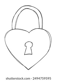 Outline illustration vector image of a padlock.
Hand drawn artwork of a padlock.
Simple cute original logo.
Hand drawn vector illustration for posters.