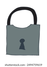Outline illustration vector image of a padlock.
Hand drawn artwork of a padlock.
Simple cute original logo.
Hand drawn vector illustration for posters.