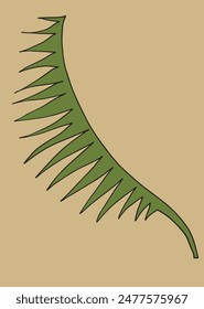 Outline illustration vector image of a palm leaf.
Hand drawn artwork of a palm leafs.
Simple cute original logo.
Hand drawn vector illustration for posters.