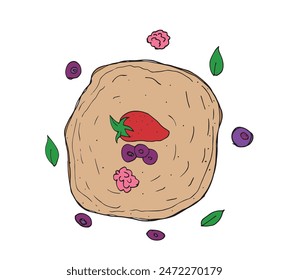 Outline illustration vector image of a pancake.
Hand drawn artwork of a pancake.
Simple cute original logo.
Hand drawn vector illustration for posters.