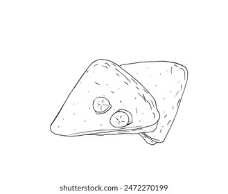 Ilustración esquemática Imagen de Vector de un panqueque.
Obra de arte dibujada a mano de un panqueque.
Simple lindo logotipo original.
Ilustración vectorial dibujada a mano para carteles.