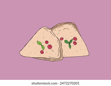 Outline illustration vector image of a pancake.
Hand drawn artwork of a pancake.
Simple cute original logo.
Hand drawn vector illustration for posters.