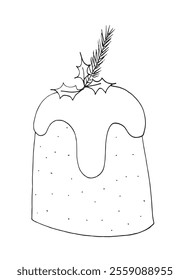 Outline illustration vector image of a panettone.
Hand drawn artwork of a panettone.
Simple cute original logo.
Hand drawn vector illustration for posters.