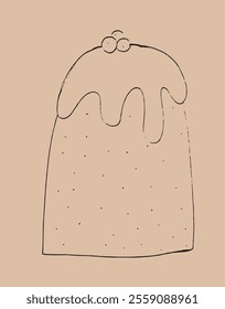 Outline illustration vector image of a panettone.
Hand drawn artwork of a panettone.
Simple cute original logo.
Hand drawn vector illustration for posters.