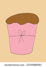 Outline illustration vector image of a panettone.
Hand drawn artwork of a panettone.
Simple cute original logo.
Hand drawn vector illustration for posters.