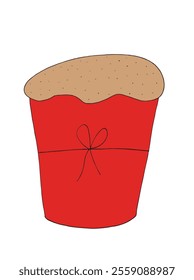 Outline illustration vector image of a panettone.
Hand drawn artwork of a panettone.
Simple cute original logo.
Hand drawn vector illustration for posters.