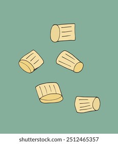 Vektorbild einer Nudeln mit Umrissdarstellung.
Handgezeichnetes Kunstwerk einer Pasta.
Einfaches, niedliches Original-Logo.
Handgezeichnete Vektorgrafik für Poster.