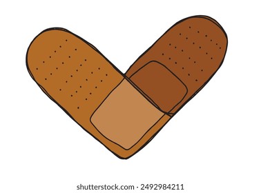 Outline illustration vector image of a patch.
Hand drawn artwork of a plaster.
Simple cute original logo.
Hand drawn vector illustration for posters.