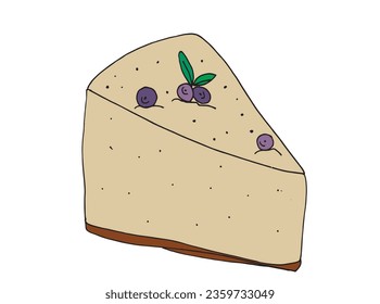 Outline illustration vector image of a peace of cake.
Hand drawn artwork of a cake. 
Simple cute original logo.
Hand drawn vector illustration for posters, cards, t-shirts.