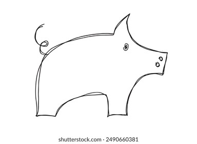 Esbozo ilustración Imagen de Vector de una hucha.
Obra de arte dibujada a mano de una alcancía.
Simple lindo logotipo original.
Ilustración vectorial dibujada a mano para carteles.