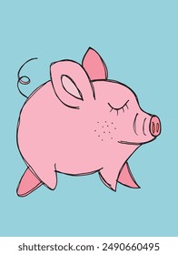 Outline illustration vector image of a piggy bank.
Hand drawn artwork of a piggy bank.
Simple cute original logo.
Hand drawn vector illustration for posters.