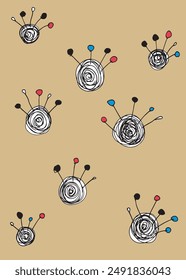 Outline illustration vector image of a pin cushion.
Hand drawn artwork of a pin cushion.
Simple cute original logo.
Hand drawn vector illustration for posters.