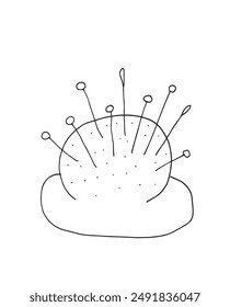Outline illustration vector image of a pin cushion.
Hand drawn artwork of a pin cushion.
Simple cute original logo.
Hand drawn vector illustration for posters.
