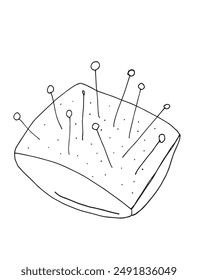 Outline illustration vector image of a pin cushion.
Hand drawn artwork of a pin cushion.
Simple cute original logo.
Hand drawn vector illustration for posters.