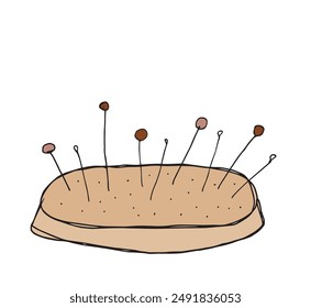 Outline illustration vector image of a pin cushion.
Hand drawn artwork of a pin cushion.
Simple cute original logo.
Hand drawn vector illustration for posters.