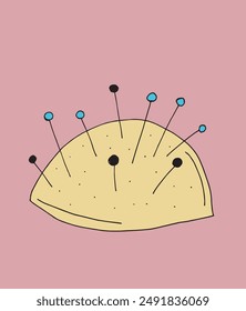 Outline illustration vector image of a pin cushion.
Hand drawn artwork of a pin cushion.
Simple cute original logo.
Hand drawn vector illustration for posters.