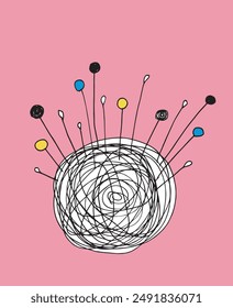 Outline illustration vector image of a pin cushion.
Hand drawn artwork of a pin cushion.
Simple cute original logo.
Hand drawn vector illustration for posters.