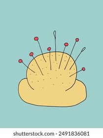 Outline illustration vector image of a pin cushion.
Hand drawn artwork of a pin cushion.
Simple cute original logo.
Hand drawn vector illustration for posters.