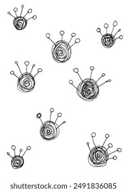 Ilustración de contorno Imagen de Vector de un cojín de pin.
Dibujo a mano de un cojín de alfiler.
Simple lindo logotipo original.
Ilustración vectorial dibujada a mano para carteles.