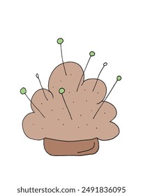 Outline illustration vector image of a pin cushion.
Hand drawn artwork of a pin cushion.
Simple cute original logo.
Hand drawn vector illustration for posters.