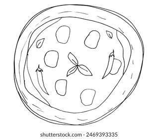 Outline illustration vector image of a  pizza.
Hand drawn artwork of a pizza slices.
Simple cute original logo.
Hand drawn vector illustration for posters.