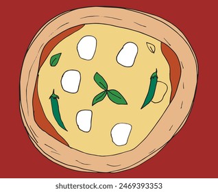 Outline illustration vector image of a  pizza.
Hand drawn artwork of a pizza slices.
Simple cute original logo.
Hand drawn vector illustration for posters.