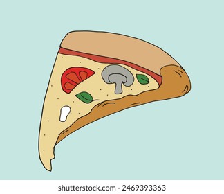 Outline illustration vector image of a  pizza.
Hand drawn artwork of a pizza slices.
Simple cute original logo.
Hand drawn vector illustration for posters.