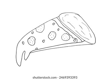 Outline illustration vector image of a  pizza.
Hand drawn artwork of a pizza slices.
Simple cute original logo.
Hand drawn vector illustration for posters.