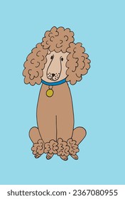 Outline illustration vector image of a poodle.
Hand drawn artwork of a poodle. 
Simple cute original logo.
Hand drawn vector illustration for posters, cards, t-shirts.