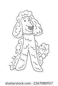 Outline illustration vector image of a poodle.
Hand drawn artwork of a poodle. 
Simple cute original logo.
Hand drawn vector illustration for posters, cards, t-shirts.