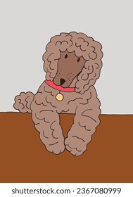 Outline illustration vector image of a poodle.
Hand drawn artwork of a poodle. 
Simple cute original logo.
Hand drawn vector illustration for posters, cards, t-shirts.