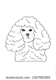 Outline illustration vector image of a poodle.
Hand drawn artwork of a poodle. 
Simple cute original logo.
Hand drawn vector illustration for posters, cards, t-shirts.