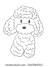 Outline illustration vector image of a poodle.
Hand drawn artwork of a poodle. 
Simple cute original logo.
Hand drawn vector illustration for posters, cards, t-shirts.