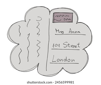 Outline illustration vector image of a postcard.
Hand drawn artwork of a posrcard.
Simple cute original logo.
Hand drawn vector illustration for posters.