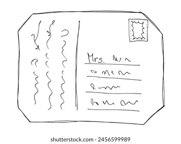 Outline illustration vector image of a postcard.
Hand drawn artwork of a posrcard.
Simple cute original logo.
Hand drawn vector illustration for posters.